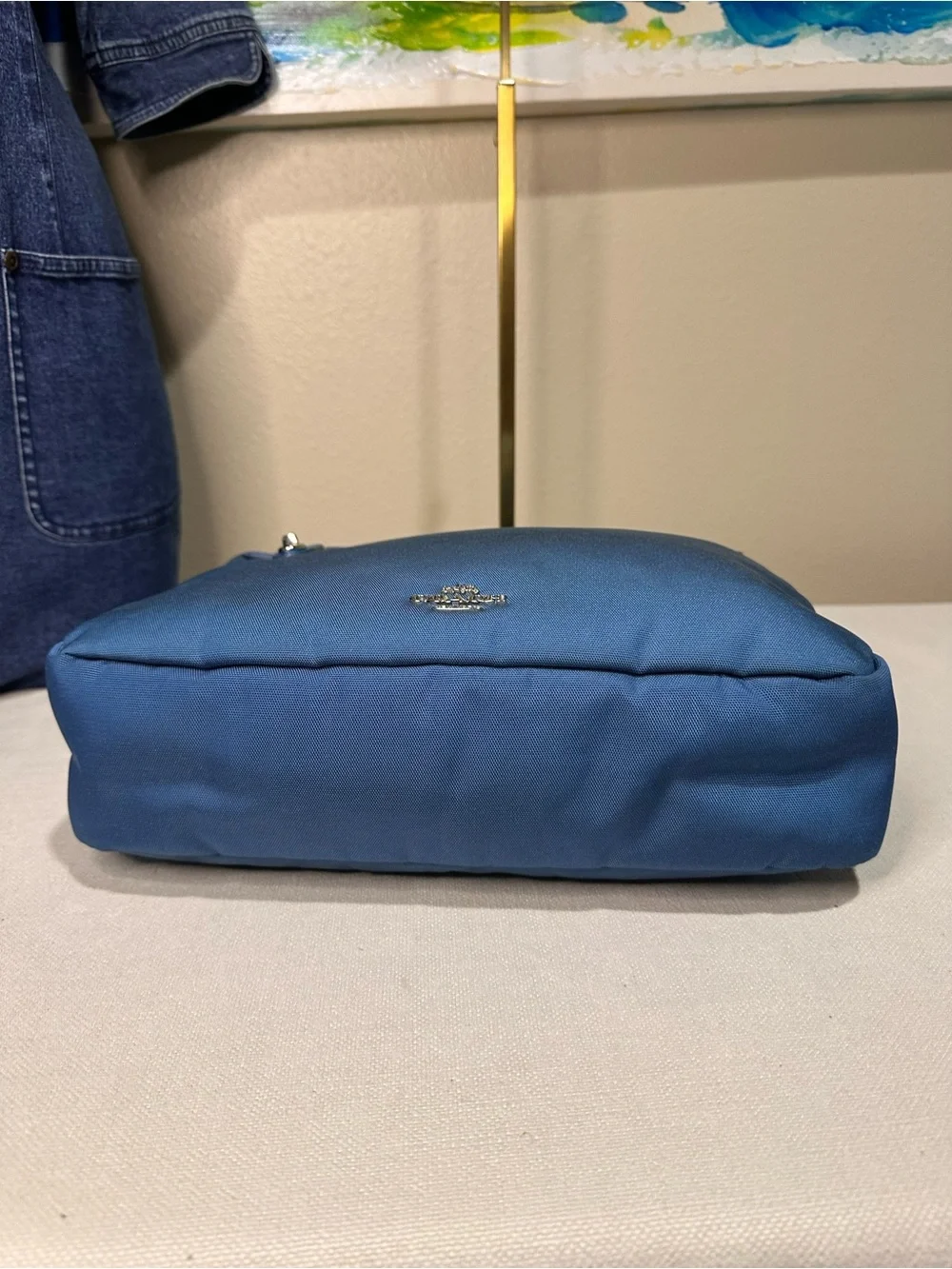 Coach Blue Nylon Crossbody Messenger Bag w Mini Turn Lock